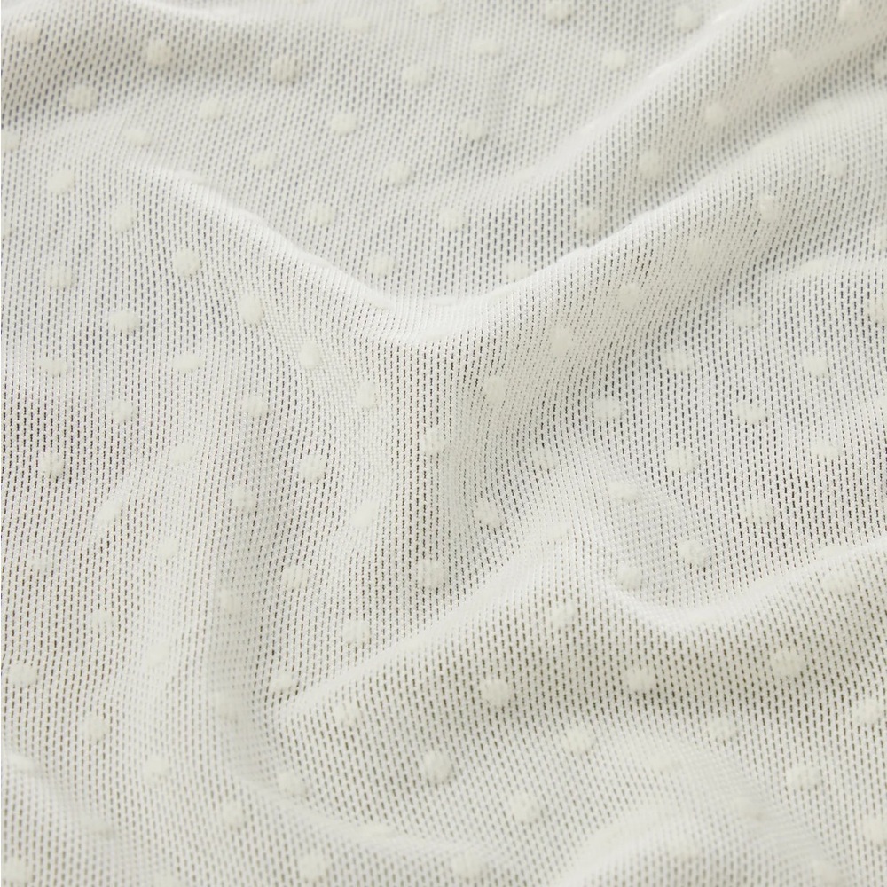 Frame The Mesh Polka Dot Top in Cream Off White S Sheer Cewneck Long Sleeve $278 - Picture 9 of 16
